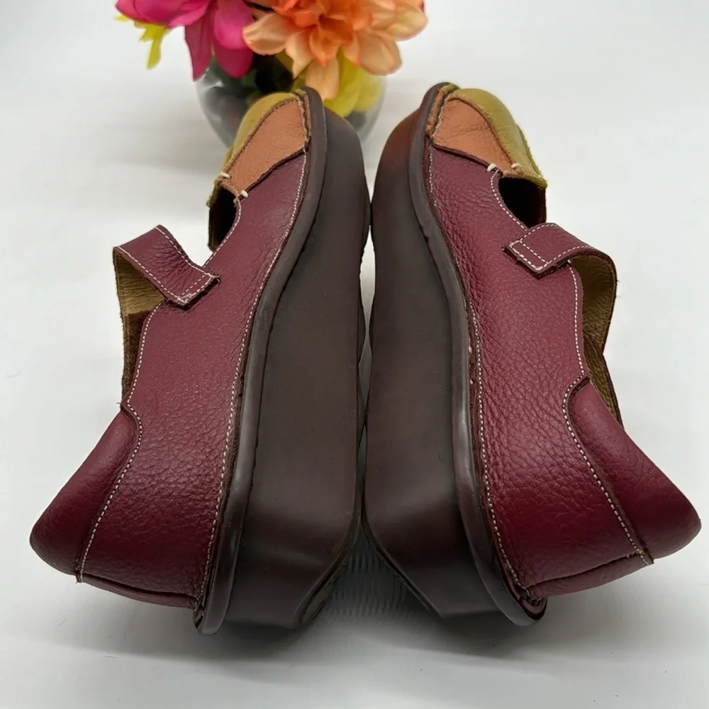 Spring Step Multi color Leather Red Orange Pink Maryjane Clog Size 39 CM6967D - Picture 4 of 6